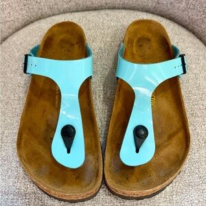 Aqua Gizeh Birkenstock Brown Suede Footbed size 37